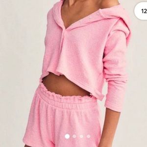 🎀 LOVESHACKFANCY LEROY HOODED CARDIGAN PINK GRACE XS 🎀